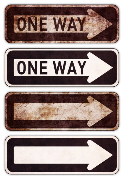 знак в один конец - one way road sign street single object стоковые фото и изображения