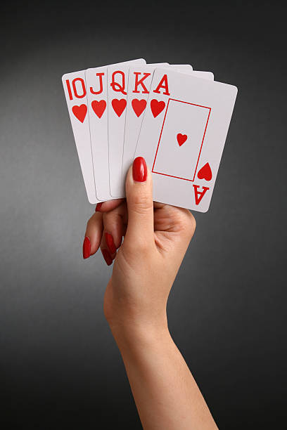 保持ロイヤルフラッシュ - poker cards royal flush leisure games ストックフォトと画像