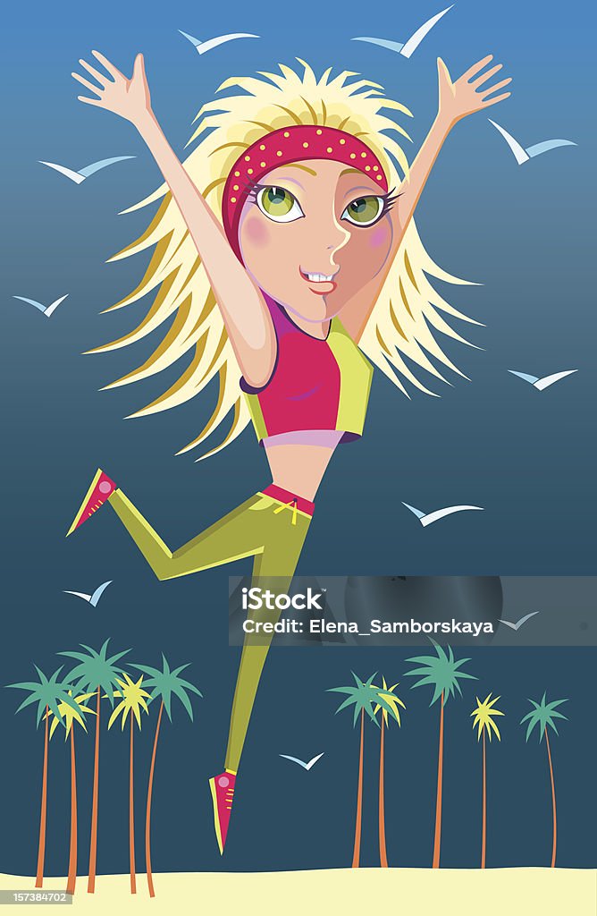 Jogging sur la plage - clipart vectoriel de Activité libre de droits