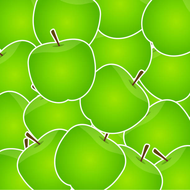 ilustraciones, imágenes clip art, dibujos animados e iconos de stock de manzanas sweet fondo ilustración vectorial - portion apple food pattern