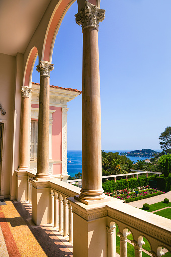 Cap-Ferrat, France, June 11, 2018 - View from the Villa Ephrussi de Rothschild, French Riviera to Cap Ferrat