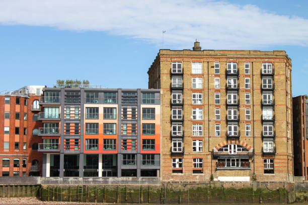 Old dock warehouses converted into luxury housing, London