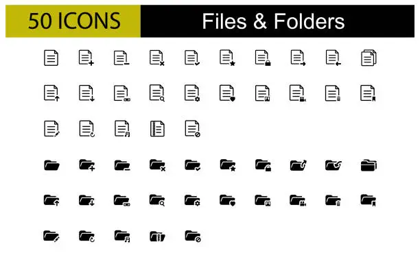 Vector illustration of 50 Icons Files & Folders - Organize Your Digital World