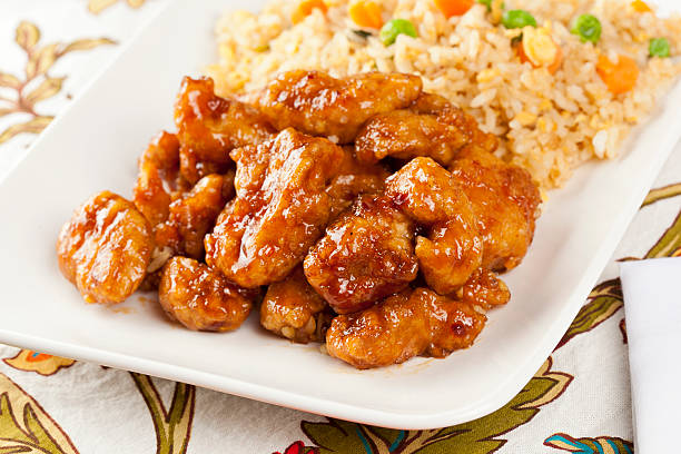 自家製オレンジの鶏飯を - chicken general tso food ストックフォトと画像