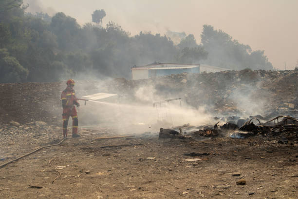 WILD FIRES - RHODES GREECE stock photo