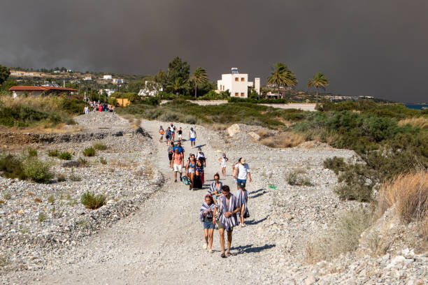 WILD FIRES - RHODES GREECE stock photo