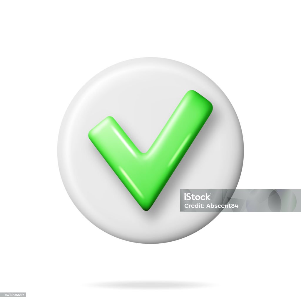 Correct Button Sign 3d Right Button Shape Stock Illustration - Download Image Now ...