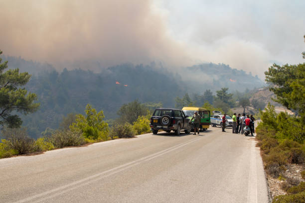 WILD FIRES - RHODES GREECE stock photo