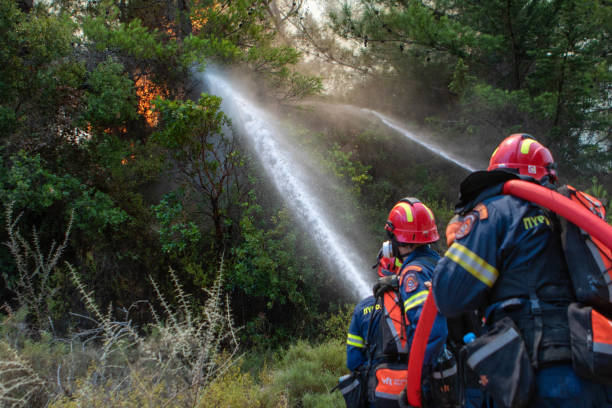 WILD FIRES - RHODES GREECE stock photo