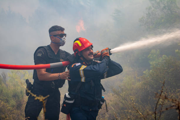 WILD FIRES - RHODES GREECE stock photo