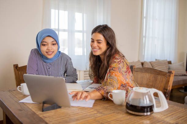 istock Friends are taking online classes from the student dormitory 1573925044