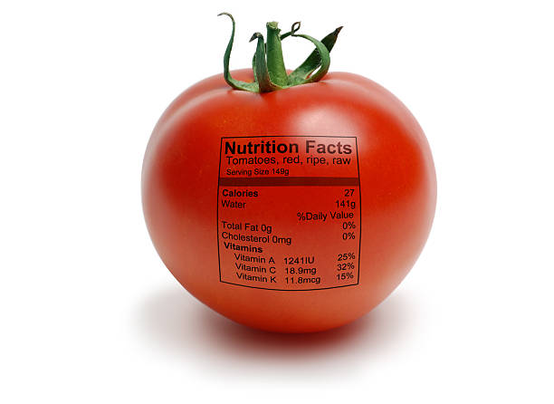 tomatoe nutriton の事実 - healthy eating food and drink nutrition label food ストックフォトと画像