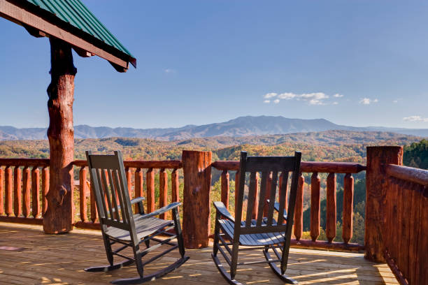 Rocking Chairs with a View stock photo