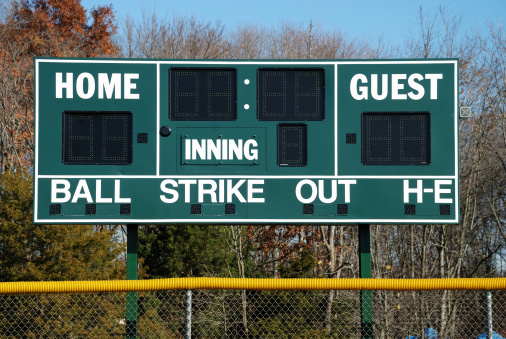 Baseball or softball scoreboard.