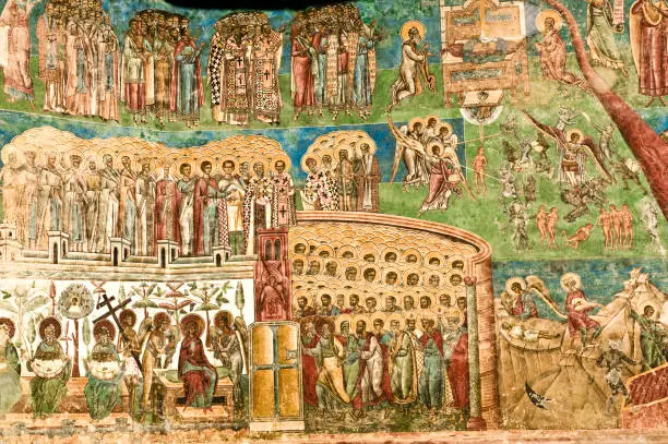 Photo of Medieval Painting Detail on the Voronet Monastery