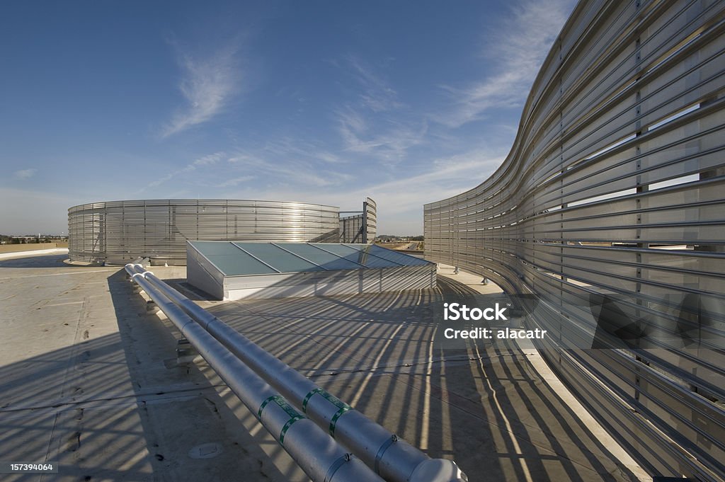 Office Building Rooftop with  Aluminum Screen  Rooftop Stock Photo