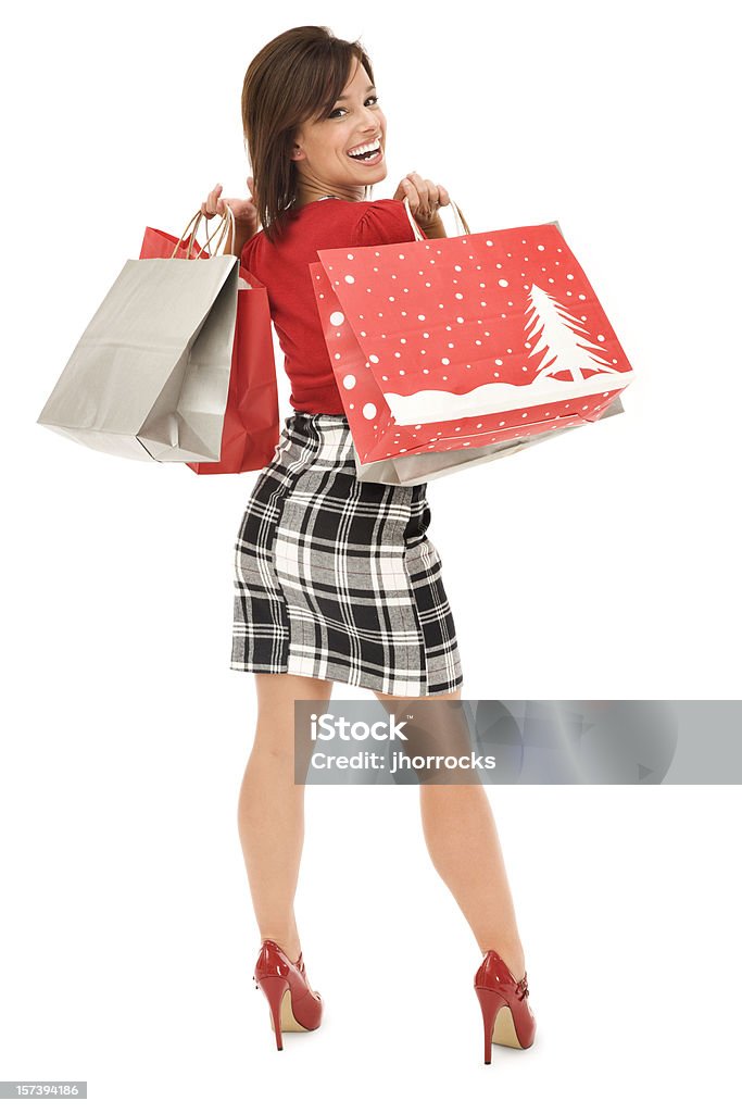 아름다운 크리스마스 쇼핑 - 로열티 프리 여자 스톡 사진