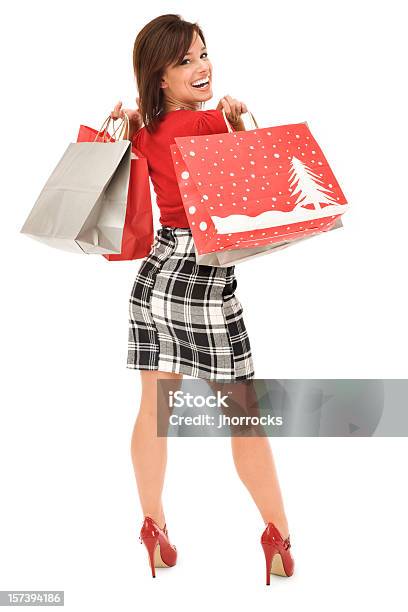 Piękne Narodzenia Shopper - zdjęcia stockowe i więcej obrazów Kobiety - Kobiety, Moda, Tartan