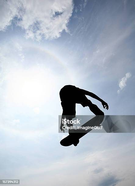 Skateboarding Silhouette Stock Photo - Download Image Now - Skateboard, Skateboarding, Child