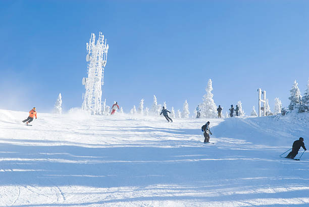 스키복 시간-x - snow ski track color image colors 뉴스 사진 이미지