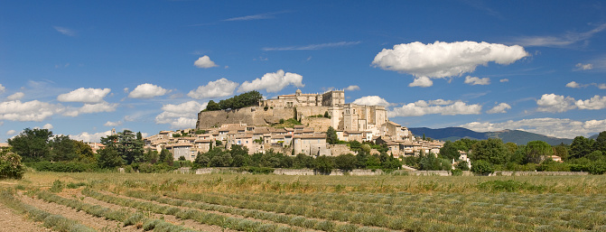 Saint Paul de Vence, France - July 17 2018: Daytime view of Saint Paul de Vence medieval village in South of France