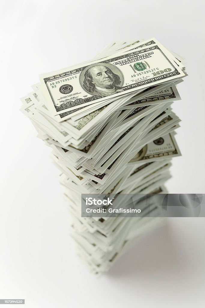 Pilha de notas de cem dólares - Foto de stock de Montanha royalty-free
