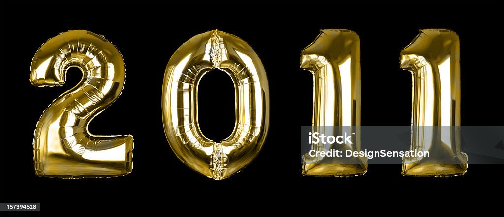 Gold 2011 balloons (+clipping paths, XXL)  Number Stock Photo