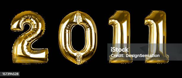 Gold 2011 Balloons Stock Photo - Download Image Now - Number, Number 11, Gold - Metal