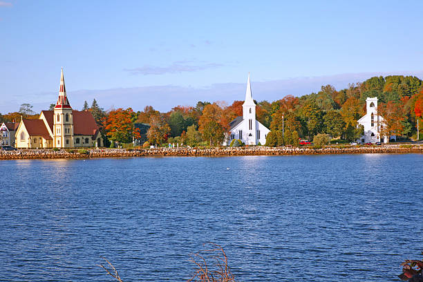 istock The Three Churches Of Mahone Bay 157394587