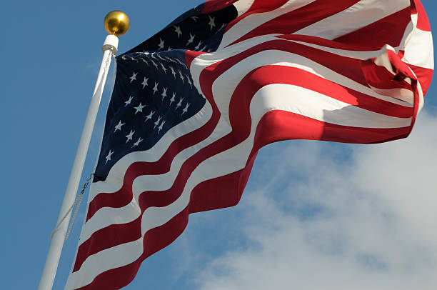 Vue ascendante de drapeau américain - Photo