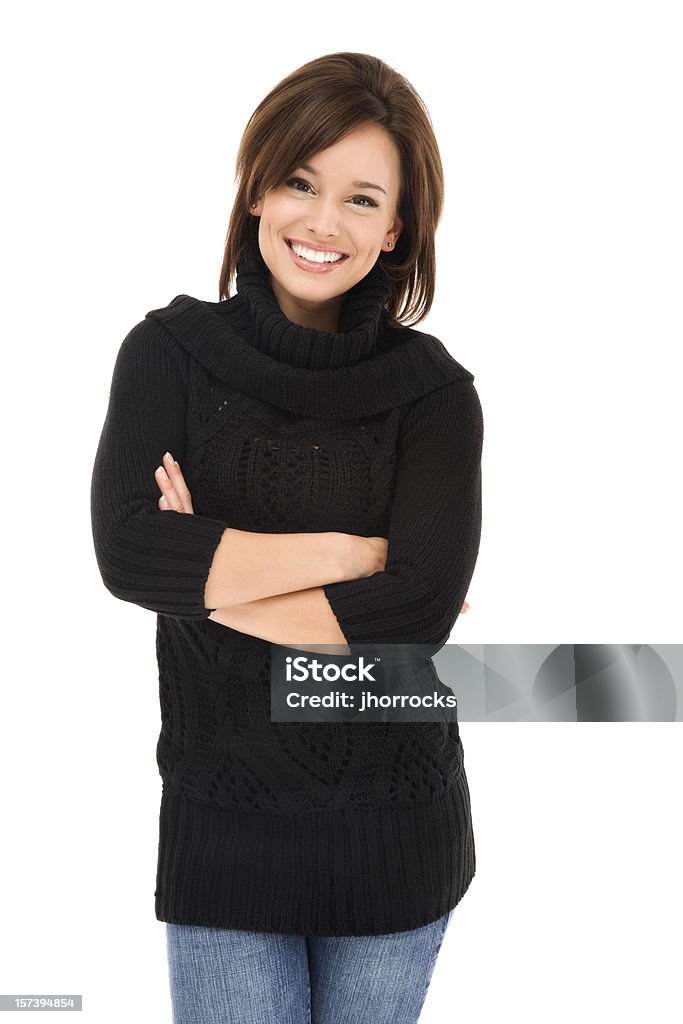 Casual giovane donna con un sorriso - Foto stock royalty-free di Colore nero