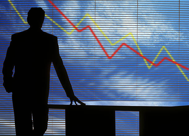 Crash in financial crisis Financial and economic crisis. Recesion, Depression. Flip image horizontal when things get better. falling behind stock pictures, royalty-free photos & images