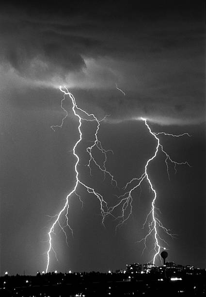 istock Massive lightning bolts and storm strike Littleton Colorado 157394957