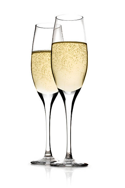 champagner mit clipping path - champagne flute champagne glass alcohol stock-fotos und bilder