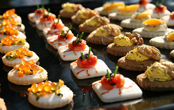 elegant appetizer  canape stock pictures, royalty-free photos & images