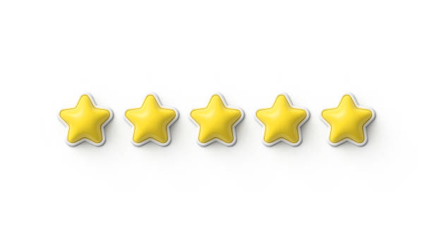 istock Five stars product rating customer review 3d icons for apps and websites, 3d rendering 1573954609