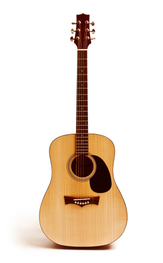 acoustic guitar on white
