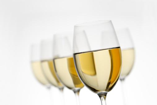 White wine glasses from a white background