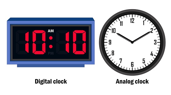 Computer Clock 1010 Digital Clock And Analog Clock Time 1010 Vector Stock Illustration ...