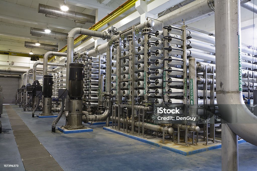 Interior de osmose inversa Sistema de Purificação de Água - Royalty-free Fábrica de Dessalinização Foto de stock