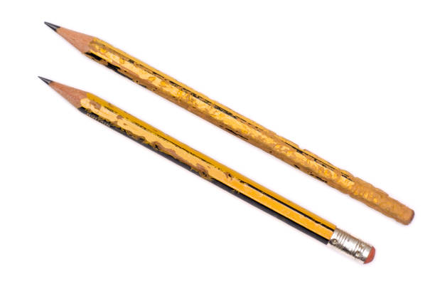 Used pencil on white  chewed stock pictures, royalty-free photos & images