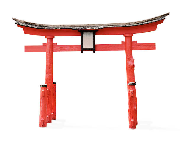 Torii gate (clipping path) Torii gate isolated on white with clipping path (excluding shadow) shinto photos stock pictures, royalty-free photos & images