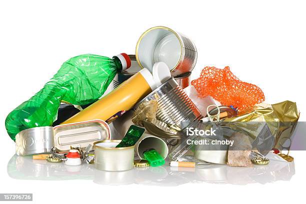 Garbage Recycling Stock Photo - Download Image Now - Garbage, Heap, White Background