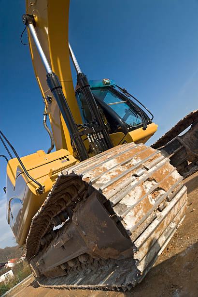 excavator - construction equipment earth mover hydraulic platform cylinder photos et images de collection