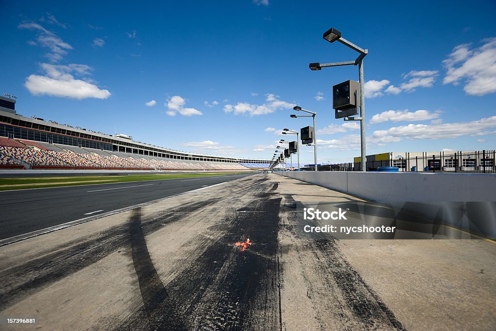 Pit Row Low angle view of pit row at a Stock car race track.      Pit Stop Stock Photo