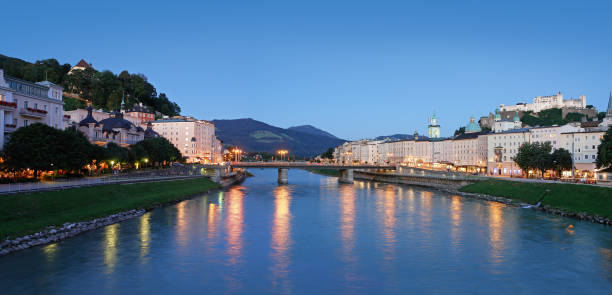 Evening view of Salzburg old town