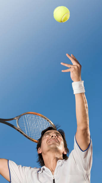 istock Professional tennis player hitting the ball 157397412