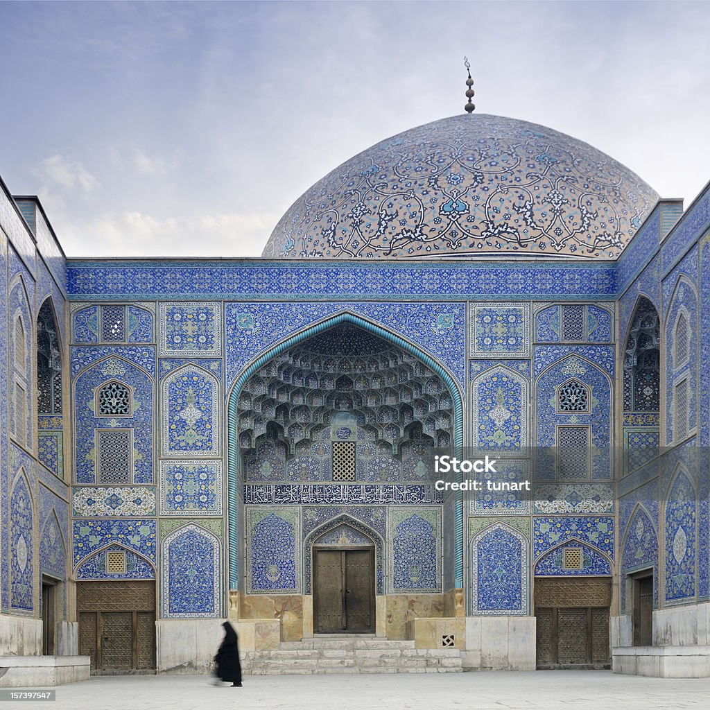Woman in front of Sheikh Lotf Allah Mosque, Isfahan, Iran  Iran Stock Photo