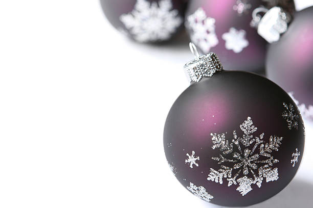 istock Purple - Silver Christmas Balls on White Background 157397628