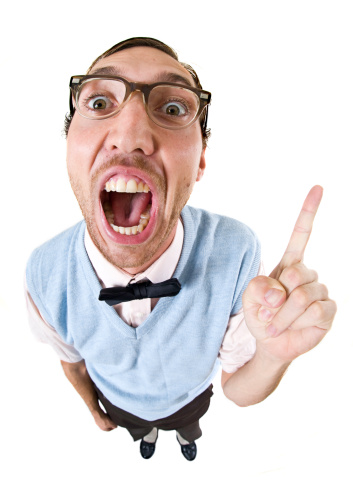 Nerd With An Idea Isolated On White Stock Photo - Download Image Now